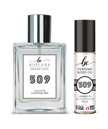BC Perfume 509 Spray + Body Oil Set Impression of Guiltiness Men Travel Size Refillable Bottle Long Lasting Blend Sample For Men / 10ml+50ml