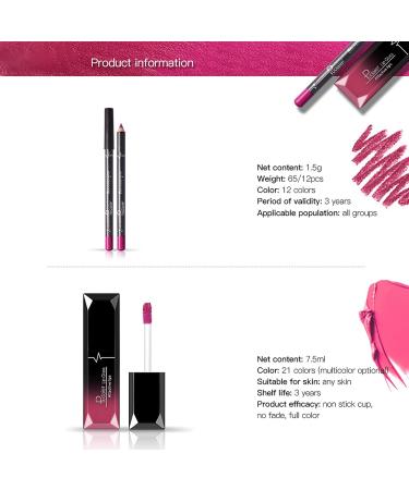 VolksRose 12 Pcs Matte Lipstick and Lip Liner Set Long-Lasting Wear Non-Stick Cup Not Fade Waterproof Lip Gloss Kit Velvety Lip Pencil Durable Nude Beauty Cosmetics Gift Box Makeup Set Kit - Buy Online on GoSupps.com