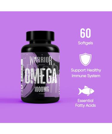 Warrior Omega Fish Oils 1000mg - 60 Softgel Capsules - Omega 3 Essential Fatty Acids Supplement - May Help Maintain: Healthy Skin Hair Teeth Gums Bones Joints and Immune System - Buy Online on GoSupps.com