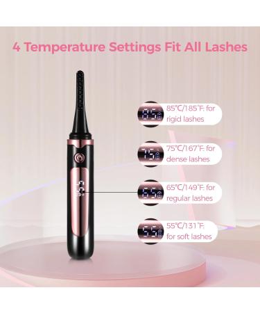 Heated Eyelash Curler with Combs - Anti-Burn Electric Curler 4 Temp Settings & 30S Fast Heat-Up | USB Rechargeable Makeup Tool for Long-Lasting Curls - Buy Online on GoSupps.com