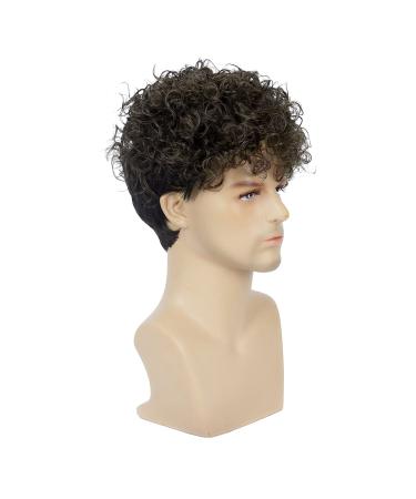 Baruisi Men's Short Brown Curly Wig - Synthetic Costume Cosplay Wigs - Buy Online on GoSupps.com