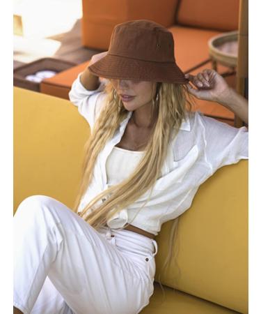 Washed Cotton Packable Bucket Hat for Women/Men - Dark Orange, Medium-Large - Buy Online on GoSupps.com