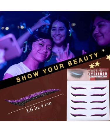 Glitter Eyeliner Stickers - Purple | Instant Adhesive Eye Line Strip for Party Makeup - Buy Online on GoSupps.com