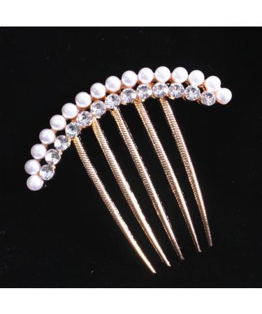 MAGICLULU Hair Insertion Comb Womens Hair Accessories Pearl Side Comb Rhinestone Hair Comb Bling Decor Hairpin Crystal Decor Gold Decor Headgear Bride European and American - Buy Online on GoSupps.com
