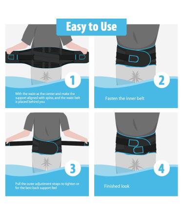 Newgo Back Bandage Support Belt for Men & Women | 4 Strut Lumbar Stabilizer | Relieve Back Pain & Prevent Injuries - Black - Buy Online on GoSupps.com