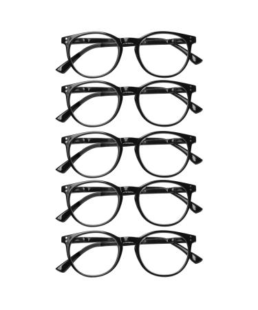 COJWIS 5 Pack Reading glasses Blue light filter for women Men Men's Men's Sharnian Glasses Anti-Tired Dazing Dazing UV Reading Aid (5 Black 4.00 Multiplier_X) 5 Black 4.0 X