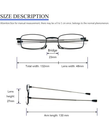 Kokobin Foldable Reading Glasses for Men & Women - Stainless Steel Anti-Blue Light 2 Pairs with Hard Case +1.5 & 2.0 Strength - Buy Online on GoSupps.com