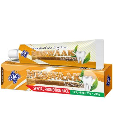 SAC Herbal Miswak Toothpaste | Fluoride-Free Formula | Natural Toothpaste with Miswak Essence for Oral & Gum Health | Organic and Ayurvedic | Your Ultimate Whitening Toothpaste | 200gm