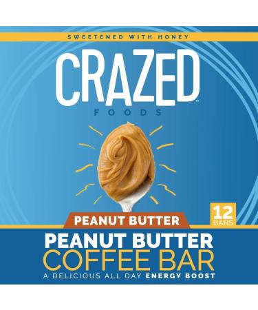 Crazed Foods Peanut Butter Coffee Energy Bars - 16g Protein, Caffeine Boost, Simple Ingredients | 12 Bars - Buy Online on GoSupps.com