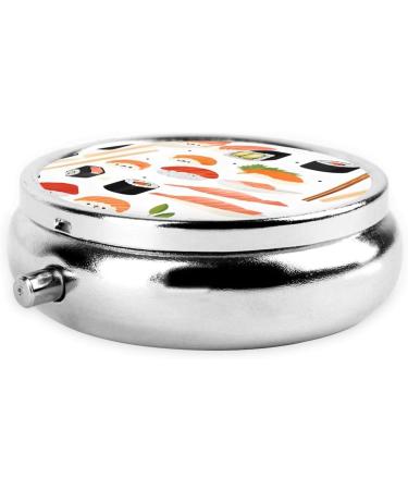 Sushi Pattern Pill Box - 3 Compartment Travel Organizer | Mini Round Medicine Case for Home & Office - Buy Online on GoSupps.com