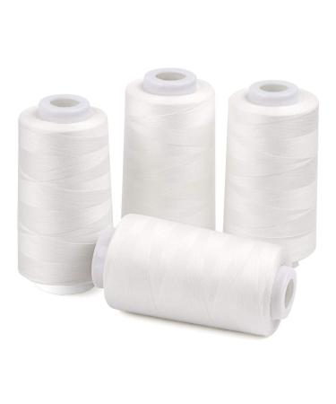 ilauke 4 x 3000 Yards Serger Thread Spools White Polyester Sewing Thread Overlock Cone