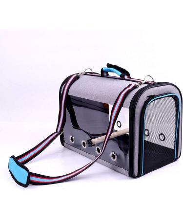 IDAS Bird Travel Cage Light weight Transparent Bird Travel Carrier PVC Transparent Parrots Travel Cage Breathable Pet Birds Bag Backpack with Shoulder Strap and Wooden Stick Stand (Blue) - Buy Online on GoSupps.com