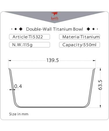 Keith Titanium Ti5322 Double-Wall Insulated Bowl - 18.6 fl oz | Lightweight & Durable - Buy Online on GoSupps.com