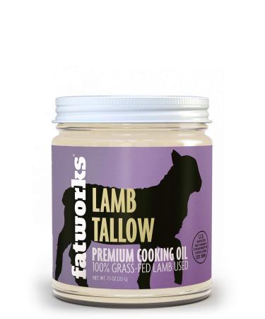 Fatworks Premium Lamb (Mutton) Tallow, 100% Grass-Fed Grass-Finished, Pasture Raised, Artisanally Rendered, Gourmet, Ethnic Cooking, Baking, Frying, WHOLE30 APPROVED, KETO, PALEO, 7.5 oz. 7.5 Ounce (Pack of 1)