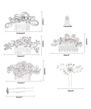 inSowni 32 Pack Silver Wedding Hair Combs & Pins Set with Rhinestone Pearls - Bridal Accessories for Women, Girls, Brides, Bridesmaids - Buy Online on GoSupps.com