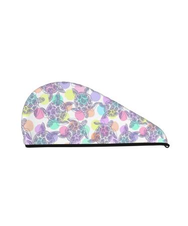 Sea Turtles Microfiber Hair Towel Soft Super Absorbent Hair Towel Wrap for Women Coral Velvet Quick Dry Hair Cap for Long Curly and Thick Hair