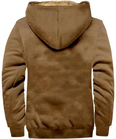 Hanxiulin Fluffy Warm Fleece Plush Jacket for Men | Quilted Hooded Sweatshirt | Autumn & Winter Coat - Brown XL - Buy Online on GoSupps.com