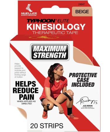 Mueller Sports Medicine Typhoon Elite Kinesiology Therapeutic Tape Pre-Cut I-Strips Beige 20 Count - Buy Online on GoSupps.com