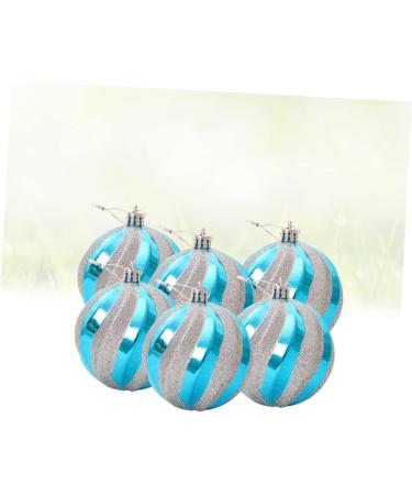 Alipis 6pcs Ornament Glitter Ball Pendant Christmas Ball Pendant Christmas Tree Ball Thread Candy Balls Blue 6.00X6.00X6.00CM - Buy Online on GoSupps.com