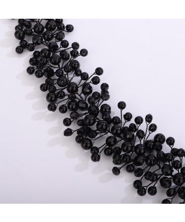 Kercisbeauty Black Ball Beads Headpiece for Wedding Brides Women Girls Special Occasion Jewelry - Buy Online on GoSupps.com