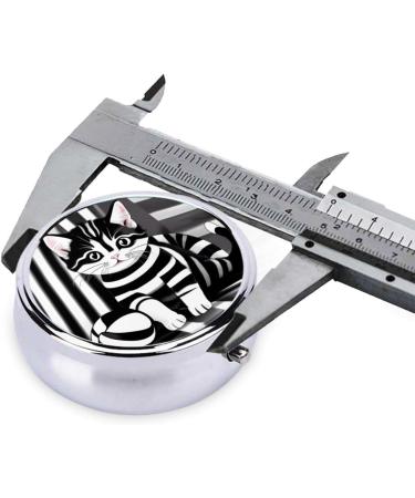 Portable Black and White Striped Round Pill Box Organizer - 3 Compartment Travel Pill Box for International Shipping - Buy Online on GoSupps.com