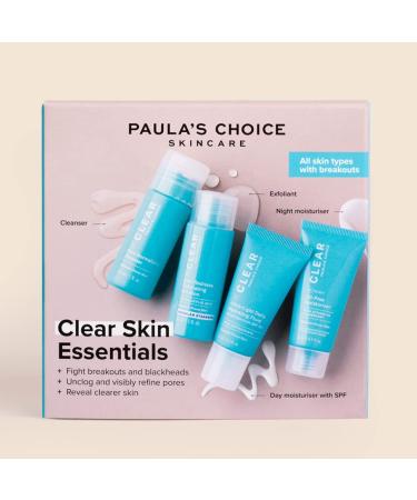 Paula's Choice Clear Skin Essentials: 3-Step Acne Treatment Routine - Cleanser Peeling & Moisturizer for All Skin Types - Travel Size for Blemish-Free Skin - Buy Online on GoSupps.com