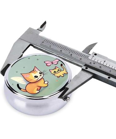 Shop Kitten Butterfly Round Pill Box - Portable 3 Compartment Organizer for Travel | Ideal for Purse & Pocket - Buy Online on GoSupps.com