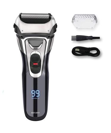Electric Razor for Men IPX7 Waterproof Men's Electric Shaver AWECOT Rechargeable Foil Shaver Trimmer with 3D Floating Blades Trimmer and LED Display Wet & Dry Use for Beard Shaving