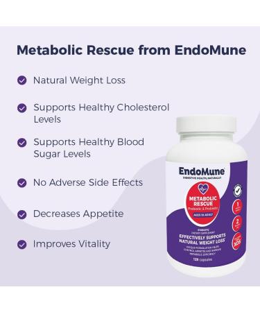 Endomune Metabolic Rescue Prebiotic and Probiotic - Physician Formulated - 120 Vegetarian Capsules - Weightloss Supplement - Buy Online on GoSupps.com