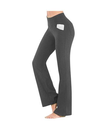 Wenzhou ladies flare yoga pose fitness bootcut leggings sports pants Straight leg bootlege lag pants with bags for yoga pilates gym workout fitness pants belly control stretch sports pants xl dark gray