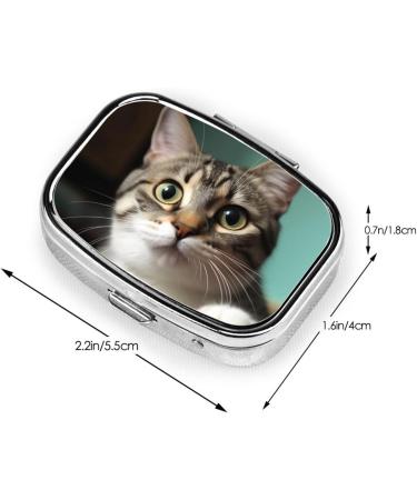 Curious Cat 2 Compartment Pill Case - Cute Travel Pill Organizer for Pocket & Purse Gifts - Buy Online on GoSupps.com