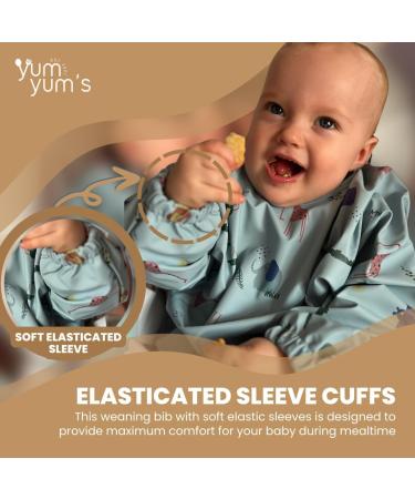 Yum Yum's Silicone Baby Bibs - Waterproof Long Sleeve Feeding Bib with Safari Friends Design | Ideal for Baby Weaning 6-12 Months - Buy Online on GoSupps.com