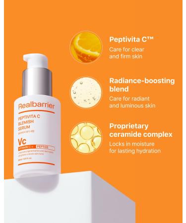 Real Barrier | Peptivita C Blemish Serum | Face Serum for Uneven Skin Tone & Smooth Texture | Vitamin C Face Care for Sensitive Skin | Facial Skin Care Products | Korean Skincare | 1.01 fl oz (30ml) - Buy Online on GoSupps.com
