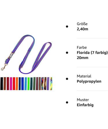 Buy Florida Dog Linen Leash - 2m 2.40m 2.80m 3.50m 5m for Large Dogs (20mm 25mm) - 7 Colors Available - International Shipping - Buy Online on GoSupps.com