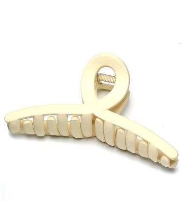 Large Matt Cross Hair Clip 13 cm Beautiful Women's Hair Clip Headpiece Elegant Hair Accessory (Cream)