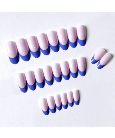 Bufenia Ballerina French Tip Artificial Fingernails - 24 Full Cover Press-On Nails for Women & Girls | Medium Length Simple Lines - Buy Online on GoSupps.com