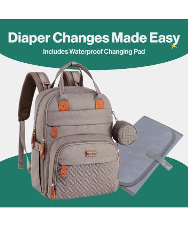 BabbleRoo Baby Diaper Bag Backpack - Stylish Khaki Nappy Backpack for Parents | International Shipping Available - Buy Online on GoSupps.com