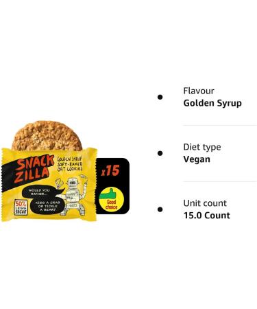 Healthy Kids Snacks Oat Biscuits - Snackzilla 50% Less Sugar Oat Cookies (15x30g : Golden Syrup) Soft Baked Lunch Box Snacks & School Snack Box Healthy Snacks Vegan Biscuits Healthier Cookie Dough - Buy Online on GoSupps.com