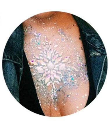 Ludress Crystal Body Stickers Festival Mermaid Breast Stickers Rhinestone Body Jewels Glitter Chest Jewels Tattoo Sparkly Party Body Gems Rave Temporary Tattoos Decoration Make Up for Women and Girls Multi-colored02