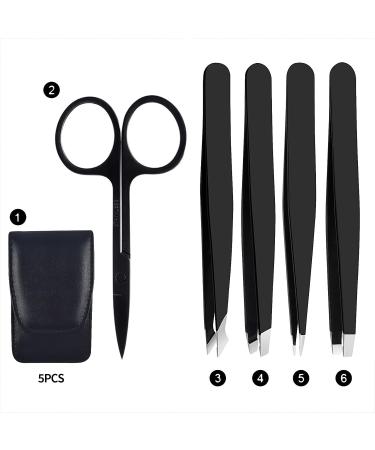 Eywrews 5-Piece Precision Tweezers Set for Eyebrows | High-Quality Sloping & Fine Point Tweezers & Scissors - Perfect for Perfectly Shaped Brows - Buy Online on GoSupps.com