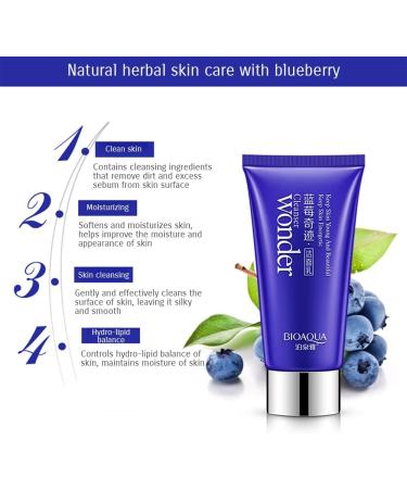 BIOAQUA Natural Herbal Skin Cleanser Blueberry Long Lasting Moisturizing Nourishing Elasticity Hydro-Lipid Balance 100g - Buy Online on GoSupps.com