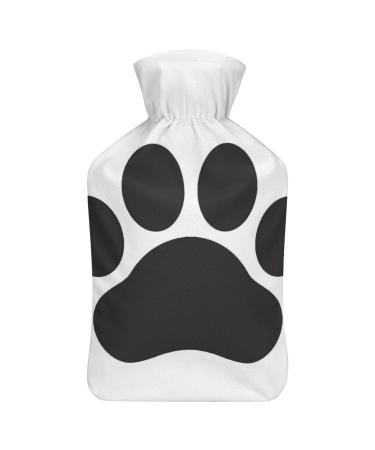 Black Paw Hot Water Bottle With Cover Plush Bed Bottle Hand Warmer For Adults And Children 26.5X15.3cm