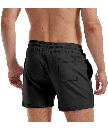 AIMPACT Mens 5 Inch Cotton Sweat Shorts with Pockets in Black - Size Medium | Perfect for Fitness & Running - Buy Online on GoSupps.com