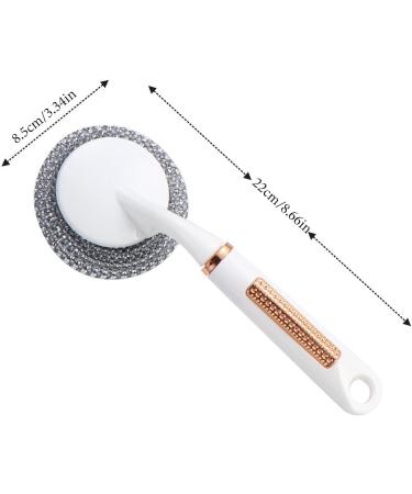 Shakven Stainless Steel Dish Scrubber Brush Stainless Steel Bristles Dish Scrub | Reusable Tile Cleaning Scrubber Brush for Countertops Cutting Boards Dishes White B - Buy Online on GoSupps.com