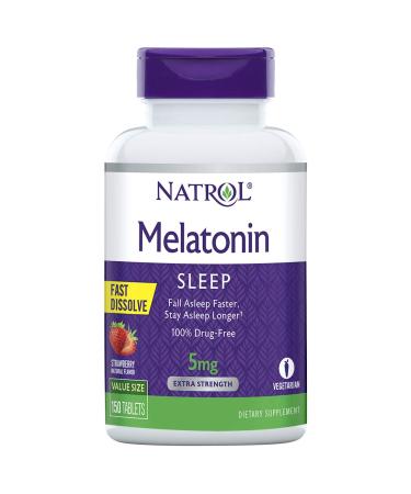 Natrol Melatonin Fast Dissolve Extra Strength Strawberry 5 mg 150 Tablets