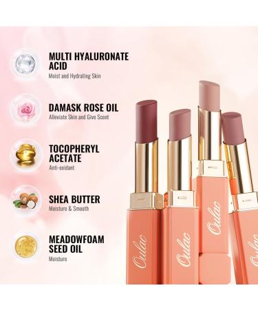 Oulac Pink Moisturising Lipstick - Nourishing Vegan Lip Balm Tinted Nude Shade with Shea Butter for Hydrated Lips | Satin Finish, Highly Pigmented, Gluten-Free Formula - SG06 Babe - Buy Online on GoSupps.com