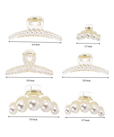 6 Pcs Pearl Hair Claw Clips Set for Thick Long Hair - Strong Hold and Nonslip Styling Accessories for Women and Girls (Color 2) - Buy Online on GoSupps.com