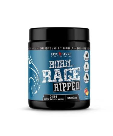 Pre Work Dry Born Of Rage - Explosive Dry Bodybuilding Booster New Hybrid Energy/Endurance & Dry Formula 250 g Peach Flavor - Eric Favre