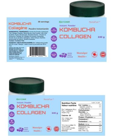 MentalFuel Kombucha Collagen Drink Powder- Instant Kombucha with Marine Collagen Powdered Drink Glow Drink Mix Powder Light fizzy No Alcohol No Sucrose added Anti-aging - Buy Online on GoSupps.com