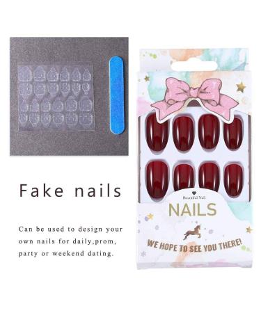 Yizaca Red Long Oval Press on Nails - 24PCS Full Cover Acrylic False Nails for Women and Girls - Buy Online on GoSupps.com